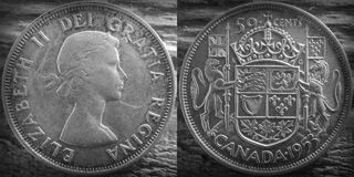 50 Cents Elizabeth II(1st Portrait,simplified coat of arms)