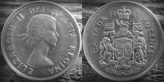 50 Cents Elizabeth II(1st Portrait,complete coat of arms)